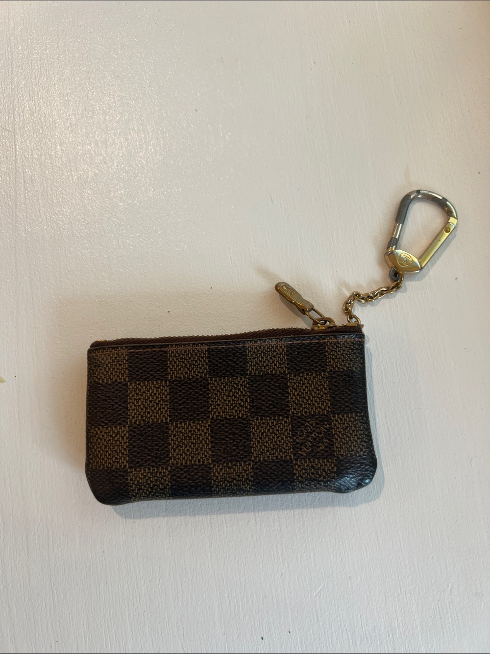 Louis Vuitton Checkerboard Zip Key Pouch in Brown